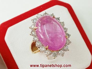 TN25524 แหวนทับทิมเนื้อแก้วล้อมเพชร ไซท์ 58