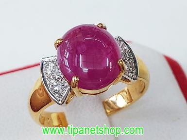 TN25335 แหวนทับทิมบ่าเพชร ไซท์ 55