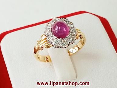 TN25544 แหวนทับทิมล้อมเพชร ไซท์ 48