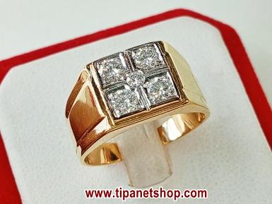 TN25542 แหวนเพชรชาย เพชร 5 เม็ด ไซท์ 55