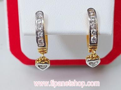 ต่างหูตุ่งติ่งหัวใจเพชร / TN25168