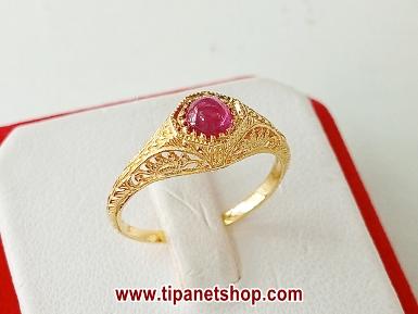 TN25532 แหวนทับทิม เรือนมีลาย ไซท์ 52