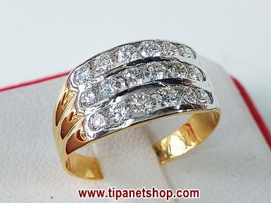 TN25436 แหวนเพชร3แถวสอด ไซท์ 53