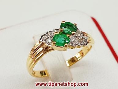 TN25536 แหวนมรกตคู่บ่าเพชร ไซท์ 54