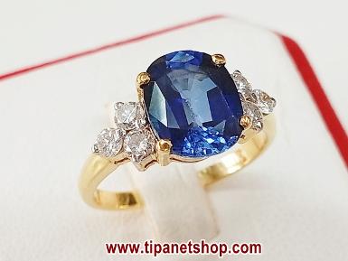 TN25531 แหวนไพลินบ่าเพชร ไซท์ 52.5