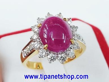 TN25131 แหวนทับทิมล้อมเพชร ไซท์ 56