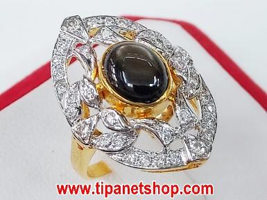 TN25169 แหวน black star sapphire เพชร ทรง มาคีย์ ไซท์ 47