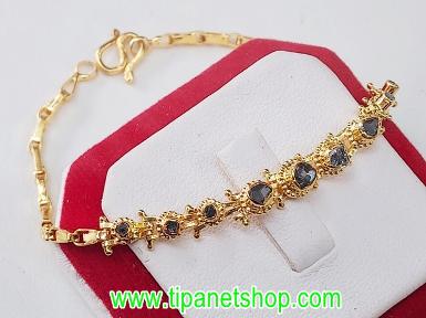 TN25389 สร้อยข้อมือเพชรซีก9เม็ดโบราณ ยาว 15 ซม.