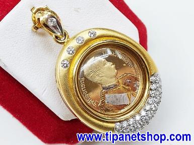 TN25281 จี้เหรียญพระปิยะ หลัง พระสมเด็จวัดระฆัง ล้อมเพชร