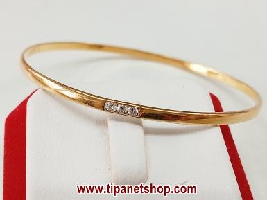 TN25555 กำไลแบบสวมเพชร3เม็ด กว้าง 6 ซม.