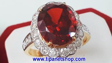 TN25187 แหวนพลอยล้อมเพชร ไซท์ 58