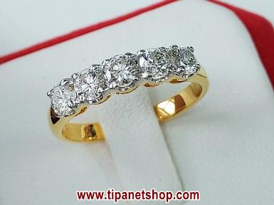 TN25392 แหวนเพชรแถว 5 เม็ด ไซท์ 50.5