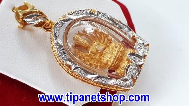 TN23687 จี้พระแม่กวงอิมพันมือปางนั่งล้อมเพชร